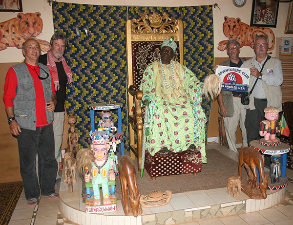 Photo of Jim Dorsey, Pierre Odier, Alan Feldstein, and Michael Gwaltney with Yoruba King
