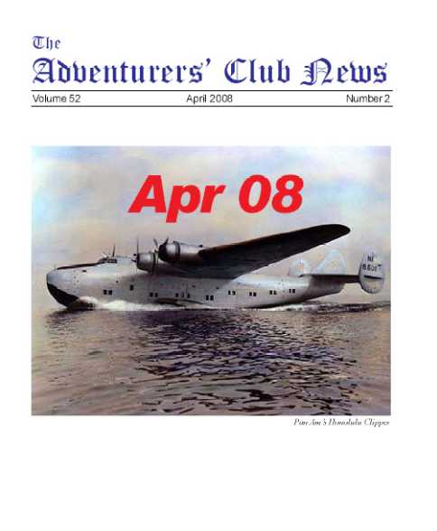 April 2008 Adventurers Club News Cover