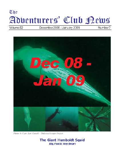 December 2008 January 2009 Adventurers Club News Cover