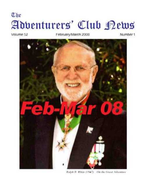 February March 2008 Adventurers Club News Cover