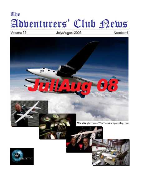 July August 2008 Adventurers Club News Cover